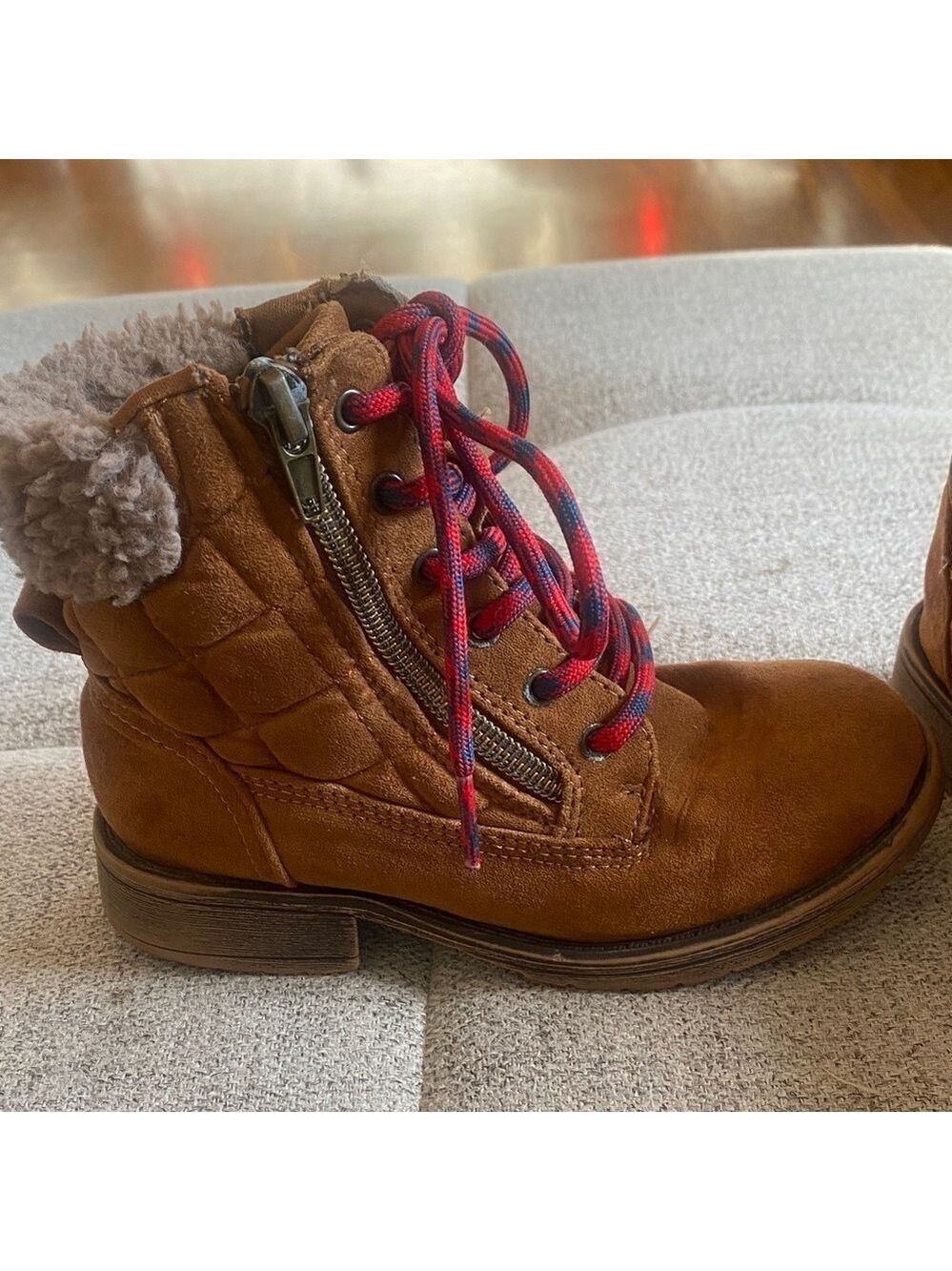 Steve Madden Kids Tan Lace-Up Boots w/ Zipper Sz 11 - Picture 7 of 10